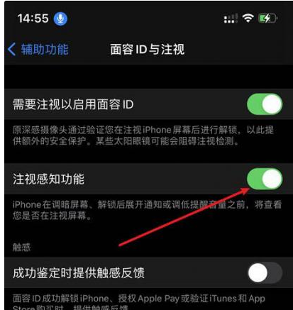 岫岩苹果14维修网点分享iPhone14注视感知功能有什么用 